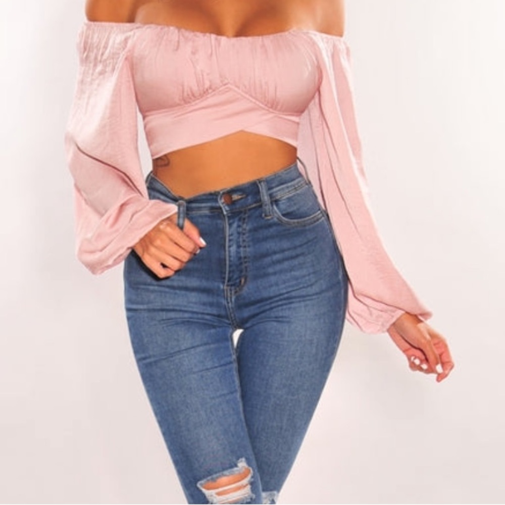 Elegant Pink Off-Shoulder Crop Top